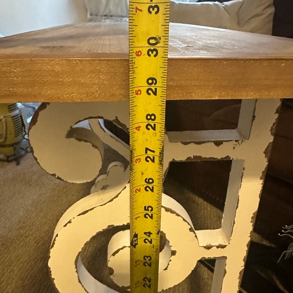 Rustic Brown and White Console Table - Picture 4 of 5